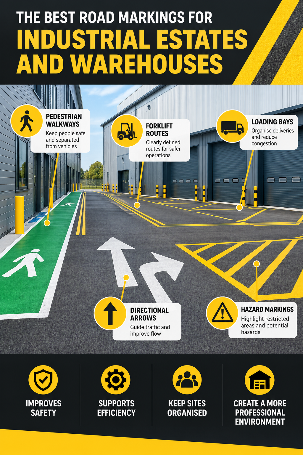 What Are the Best Road Markings for Industrial Estates and Warehouses? [ Infographic ]